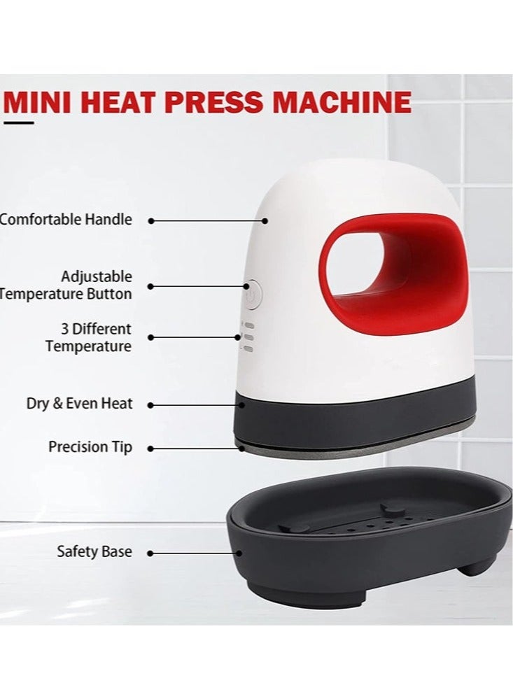 Mini Heat Press, Heat Transfer Press Iron Machine, Constant Temp Control, Insulated Safety Base Fit for Crafts, T-Shirt, Hat, Cap, Pillows  - Image 2