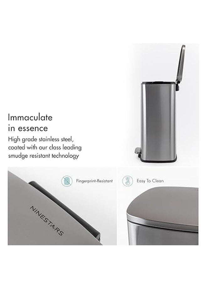 نينستارز سلة مهملات بسعة ‎50‎ لترًا – مصنوعة من الفولاذ المقاوم للصدأ، مقاومة للبقع، مزودة بدواسة متينة وغطاء إغلاق ناعم، تصميم أنيق للمطبخ والمنزل والمكتب - Image 2
