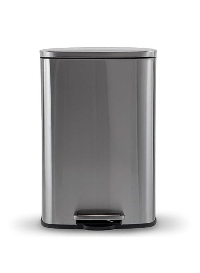 نينستارز سلة مهملات بسعة ‎50‎ لترًا – مصنوعة من الفولاذ المقاوم للصدأ، مقاومة للبقع، مزودة بدواسة متينة وغطاء إغلاق ناعم، تصميم أنيق للمطبخ والمنزل والمكتب - Image 1