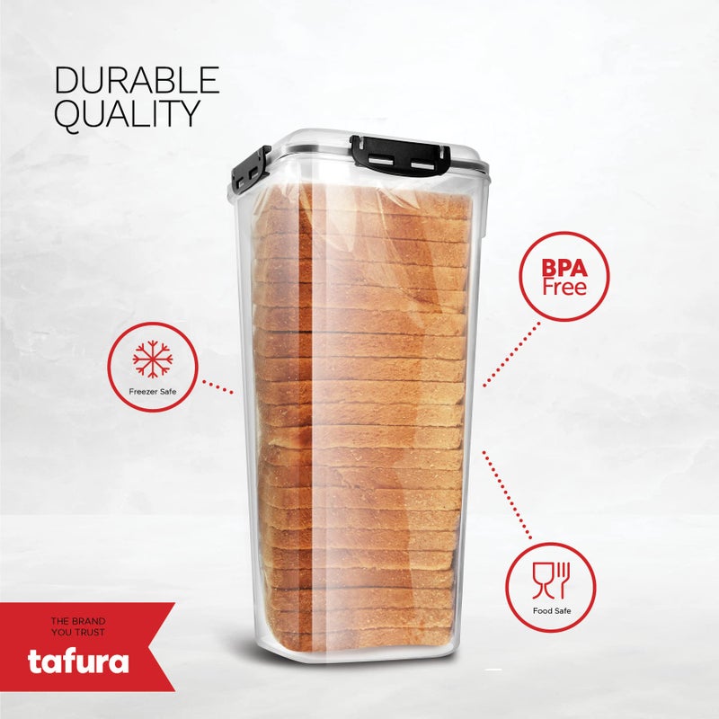 Tafura Bread Container - 2 Pack 5 Liter BPA Free Plastic Bread Box - Container/Holder for Homemade Loaves and Baked Goods with Black Airtight Lid - Image 2
