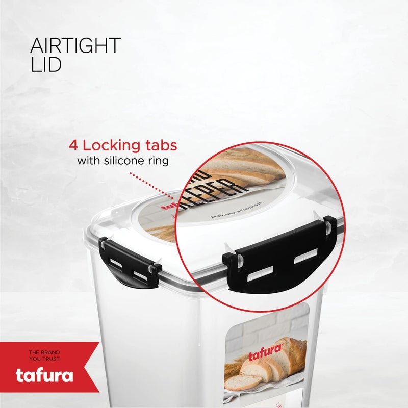 Tafura Bread Container - 2 Pack 5 Liter BPA Free Plastic Bread Box - Container/Holder for Homemade Loaves and Baked Goods with Black Airtight Lid - Image 4