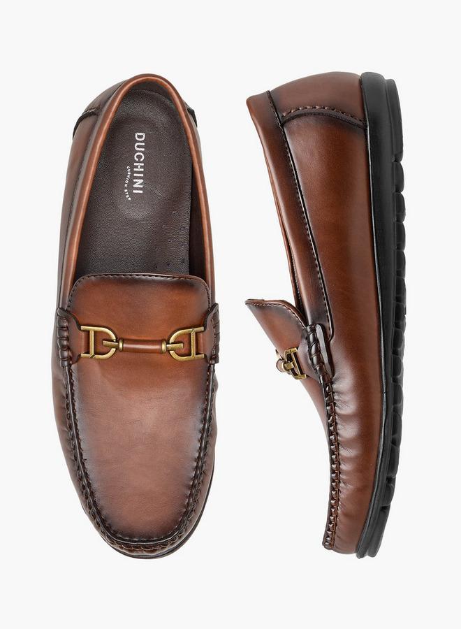 DUCHINI Men Metal Accent Slip-On Loafers - Image 3