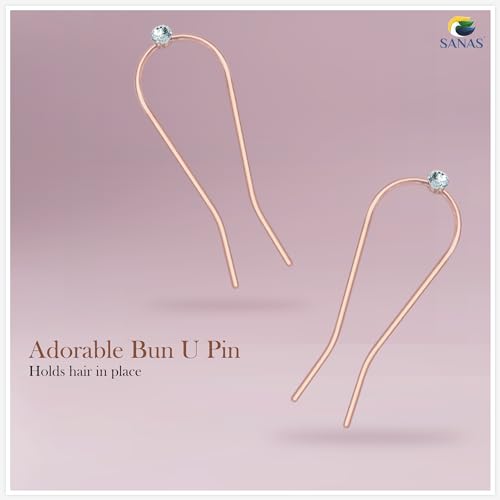 Sanas Stone Hair Accessories For Women Wedding (1Pcs) Hair Pins For Hair Styling Accessory Diamond Finish U Pin Juda Accessories For Girls Juda Pin For Women Traditional (11.5 Cm Long) (1Pcs) (Gold) - Image 4