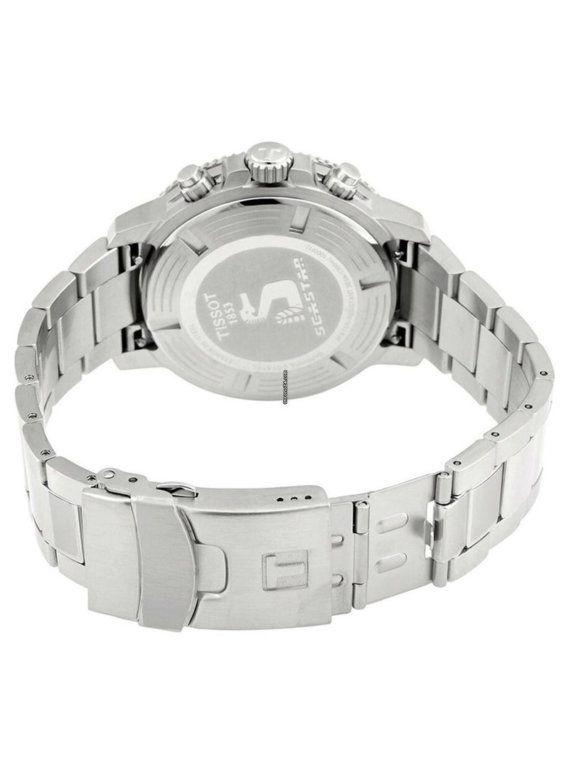 TISSOT ساعة كواتز كرونوجراف تیسوت سيستار 1000 بقرص أزرق وسوار فولاذي فضي للرجال - T120.417.11.041.03 - Image 5