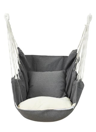 Hammock Chair Hanging Rope Swing Max 180KG With Cushion and Pillow Large Hanging Chair Swing Seat Perfect for Outdoor Home Bedroom Patio Yard Gray - pzsku/ZE0771295CBD8F6EFCD44Z/45/_/1713929501/7888c907-dd02-4cec-8302-de66987580ac