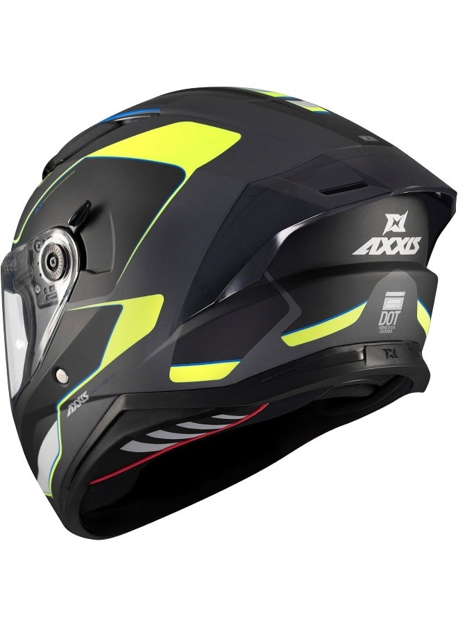 AXXIS Panther Sv Gale Grey/Yellow Matte Full Face Motorcycle Helmet Size S with Approved Solar Lens  - Image 2