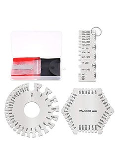 PROMASS 3 Pack Stainless Steel Welding Gauge Set, 25-3000um Wet Film Comb + Wire Metal Sheet Thickness Gauge + Round Dual-Sided Wire Cable Sheet Gage Standard Thickness Metal Gauge AWG and SAE  - Image 1