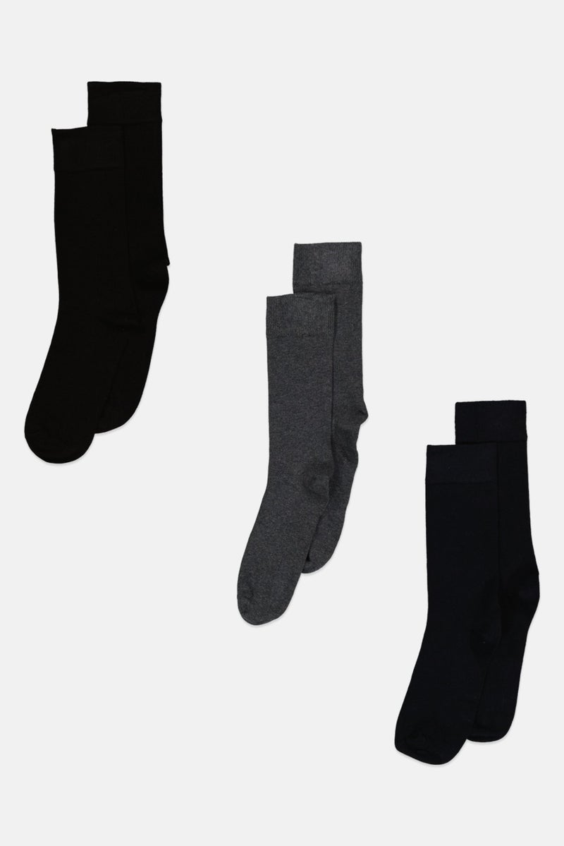 English Laundry Men 3 Pairs Plain Formal Socks, Multicolor  - Image 1