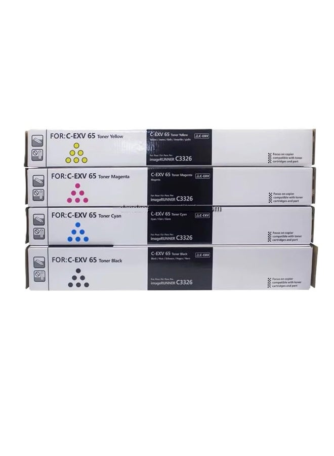 أوفيس ميكر CEXV-65 Toner Cartridge Compatible for Canon IR C3326i 3326i 4Color Set (Black, Cyan, magenta, Yellow) - Image 1