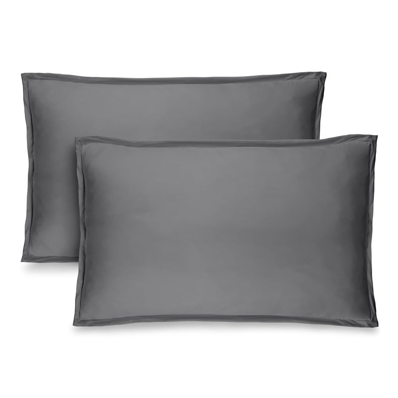 Bare Home Standard Pillow Sham Covers - Set of 2 - Premium 1800 Ultra-Soft Microfiber - Double Brushed - Stain & Fade Resistant - Bed Pillow Shams - Pillows Not Included (Set of 2, Grey) - Image 1