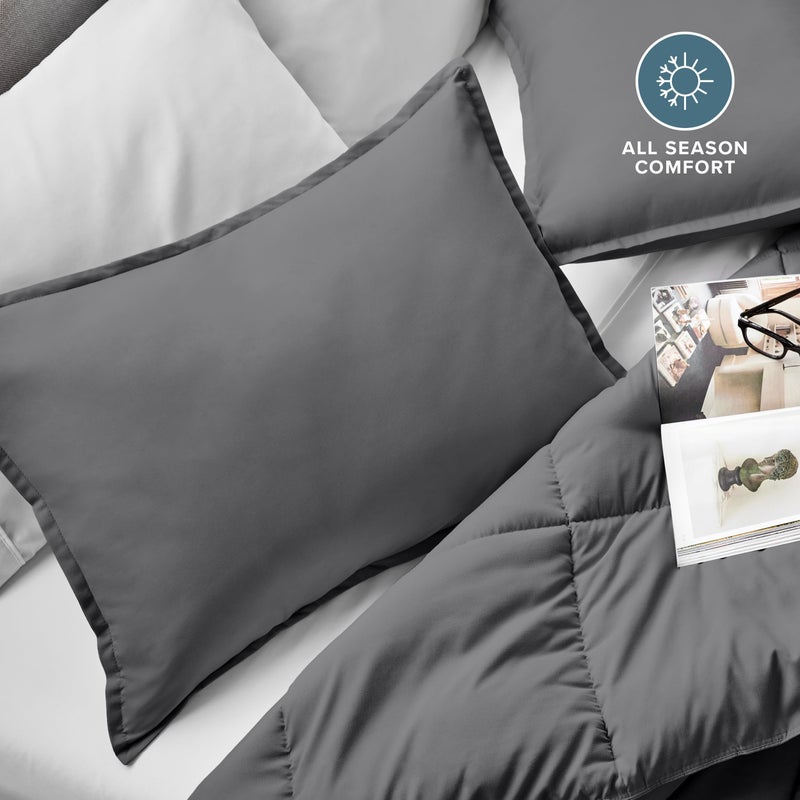 Bare Home Standard Pillow Sham Covers - Set of 2 - Premium 1800 Ultra-Soft Microfiber - Double Brushed - Stain & Fade Resistant - Bed Pillow Shams - Pillows Not Included (Set of 2, Grey) - Image 2