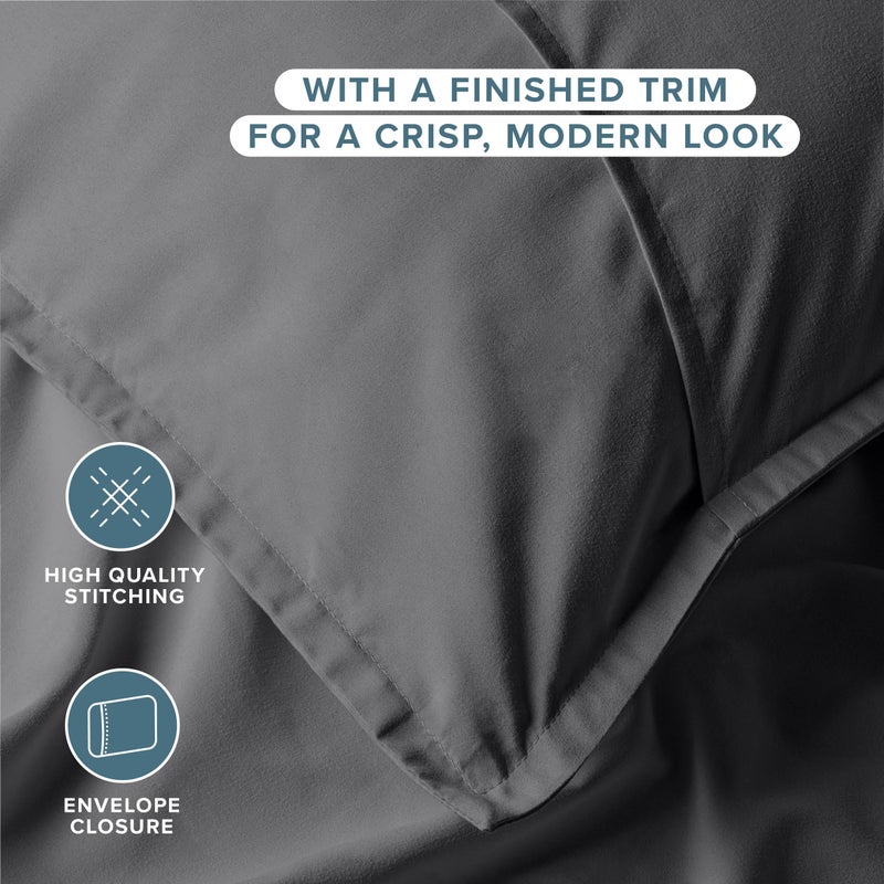 Bare Home Standard Pillow Sham Covers - Set of 2 - Premium 1800 Ultra-Soft Microfiber - Double Brushed - Stain & Fade Resistant - Bed Pillow Shams - Pillows Not Included (Set of 2, Grey) - Image 5