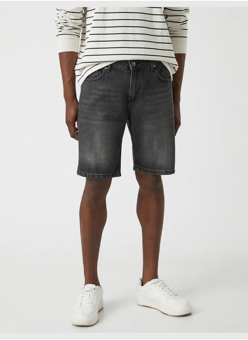 كوتون Stoned Denim Shorts