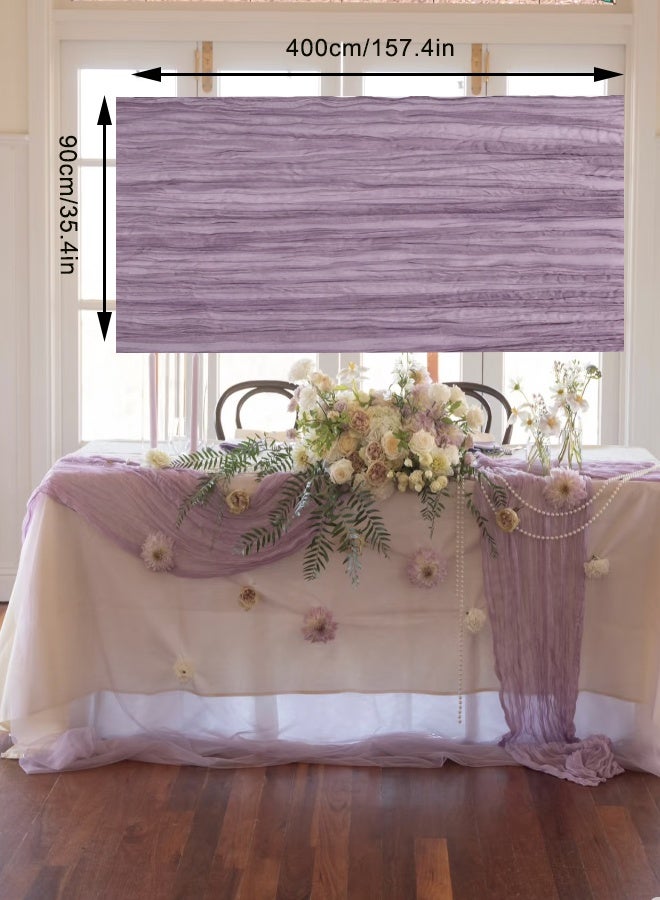سوبر زي يوث مفرش طاولة شفاف 90×400 سم، مفرش طاولة طويل من الشاش الريفي بتصميم بوهو، مفرش طاولة، مفرش طاولة من القماش القطني، لتزيين حفلات الزفاف والمهرجانات (عبوة واحدة باللون البنفسجي) - Image 2