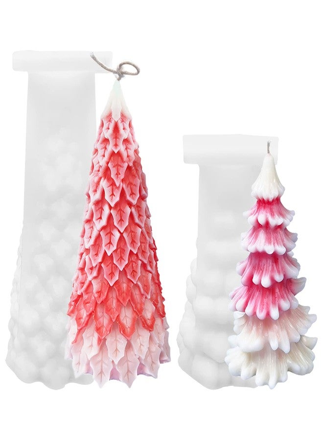 ZAKVOOR 2 Pcs 3D Christmas Tree Shape Candle Molds for Candle Making Resin Casting Silicone Mold for DIY Aromatherapy Candles Homemade Soap Wax Plaster Polymer Clay Decoration - Image 1