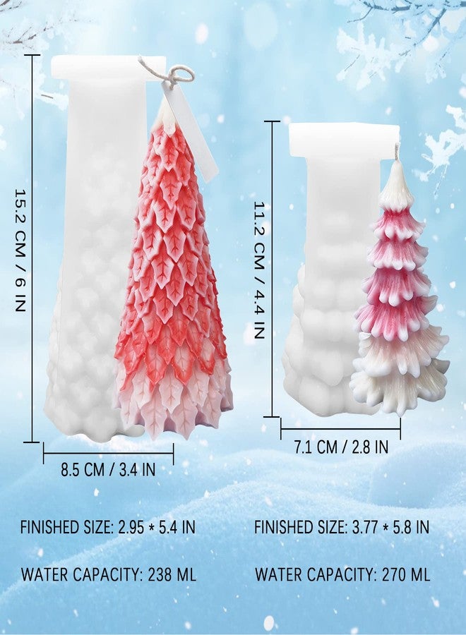 ZAKVOOR 2 Pcs 3D Christmas Tree Shape Candle Molds for Candle Making Resin Casting Silicone Mold for DIY Aromatherapy Candles Homemade Soap Wax Plaster Polymer Clay Decoration - Image 2