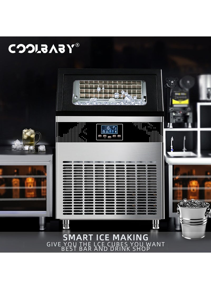 Cool Baby COOLBABY Ice Maker Machine Commercial, 120 Cubes Ready in 10-20Mins, 330Lbs in 24Hrs, Self-Cleaning Ice Cube Maker, Ice Machine for Home/Kitchen/Office/Bar,Bucket Water  - Image 2