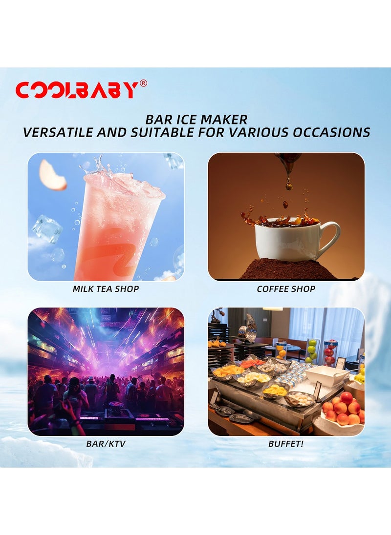 Cool Baby COOLBABY Ice Maker Machine Commercial, 120 Cubes Ready in 10-20Mins, 330Lbs in 24Hrs, Self-Cleaning Ice Cube Maker, Ice Machine for Home/Kitchen/Office/Bar,Bucket Water  - Image 5