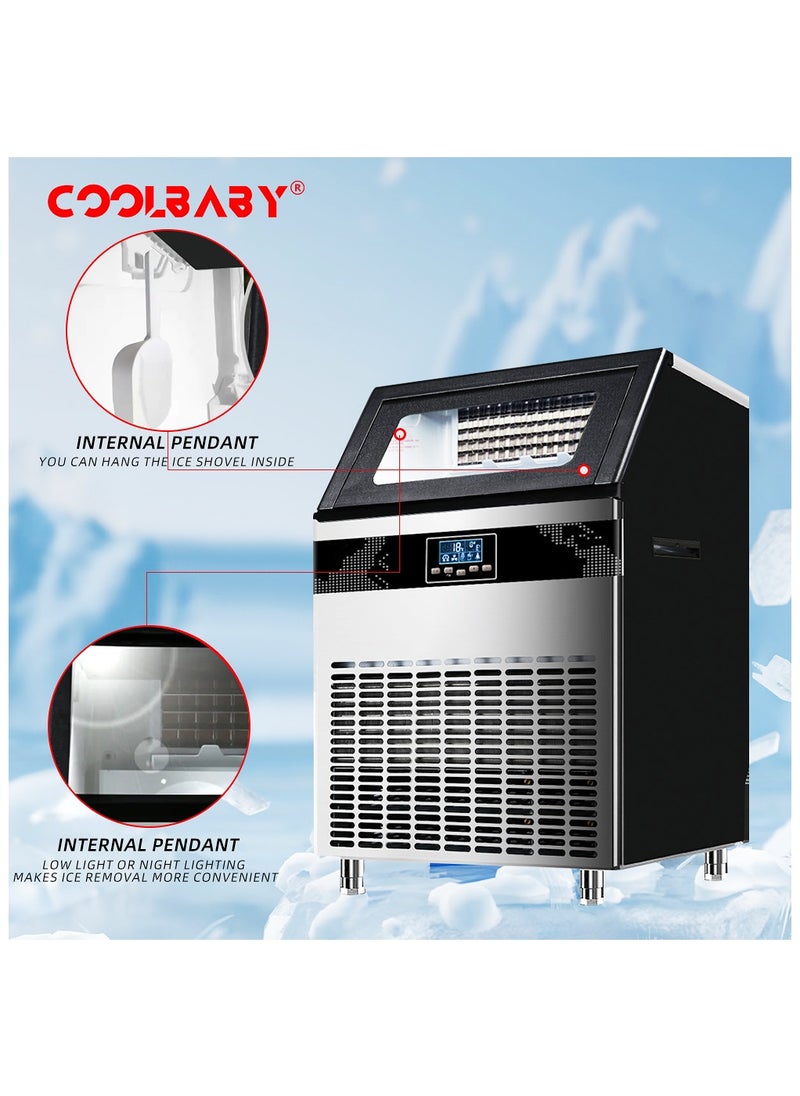 Cool Baby COOLBABY Ice Maker Machine Commercial, 120 Cubes Ready in 10-20Mins, 330Lbs in 24Hrs, Self-Cleaning Ice Cube Maker, Ice Machine for Home/Kitchen/Office/Bar,Bucket Water  - Image 4