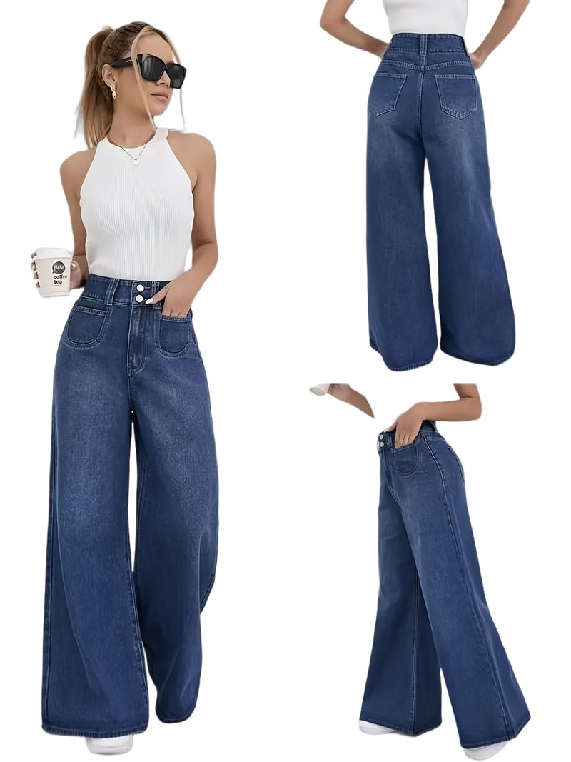 Machine Washable Stretch Women'S Street Casual Wide Leg Long Pants - Image 1