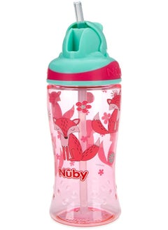 Nuby Nuby Thirsty Kids No-Spill Flip-it Printed Boost Cup with Thin Soft Straw - 12oz, 18+ Months, 1 Pack Print May Vary  - Image 1
