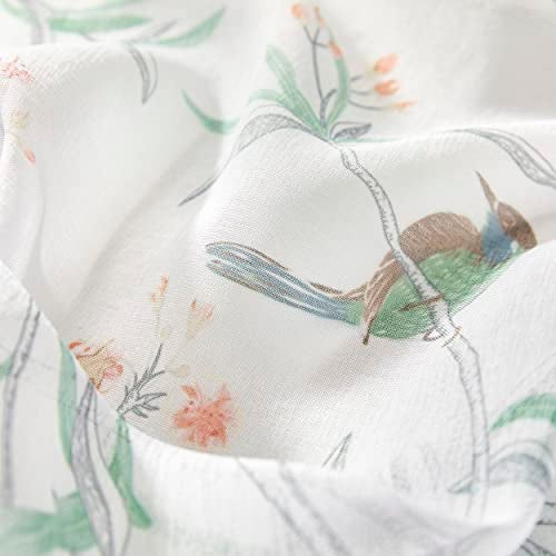 XTMYI Botanical Sheer Curtains 63 Inch Length for Kitchen Bedroom 2 Panels Set Grommet Vine Floral Non See Through Curtains for Living Room - Image 4