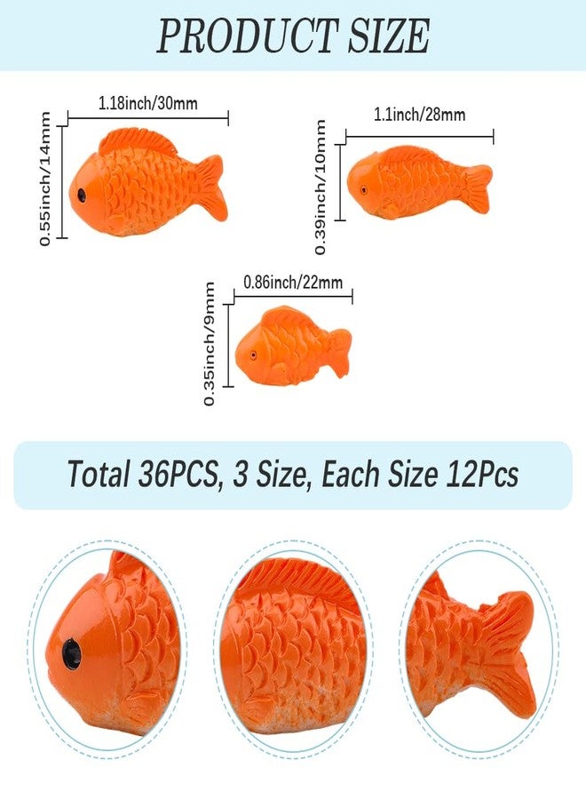 CREATCABIN 36Pcs 3 Styles Miniature Resin Fish Small Fish Figurines Dark Orange Mini Sea Ocean Marine Animal Tank Decorative Figure Statues Ornaments for Home Office Desktop Tank Aquarium DIY Decor - Image 2