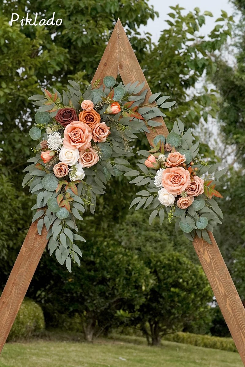 Piklado Faux Flower Swag Set of 2 for Wedding Welcome Signs Floral Swag Wedding Reception Ceremony Signs Decor (Terracotta) - Image 5