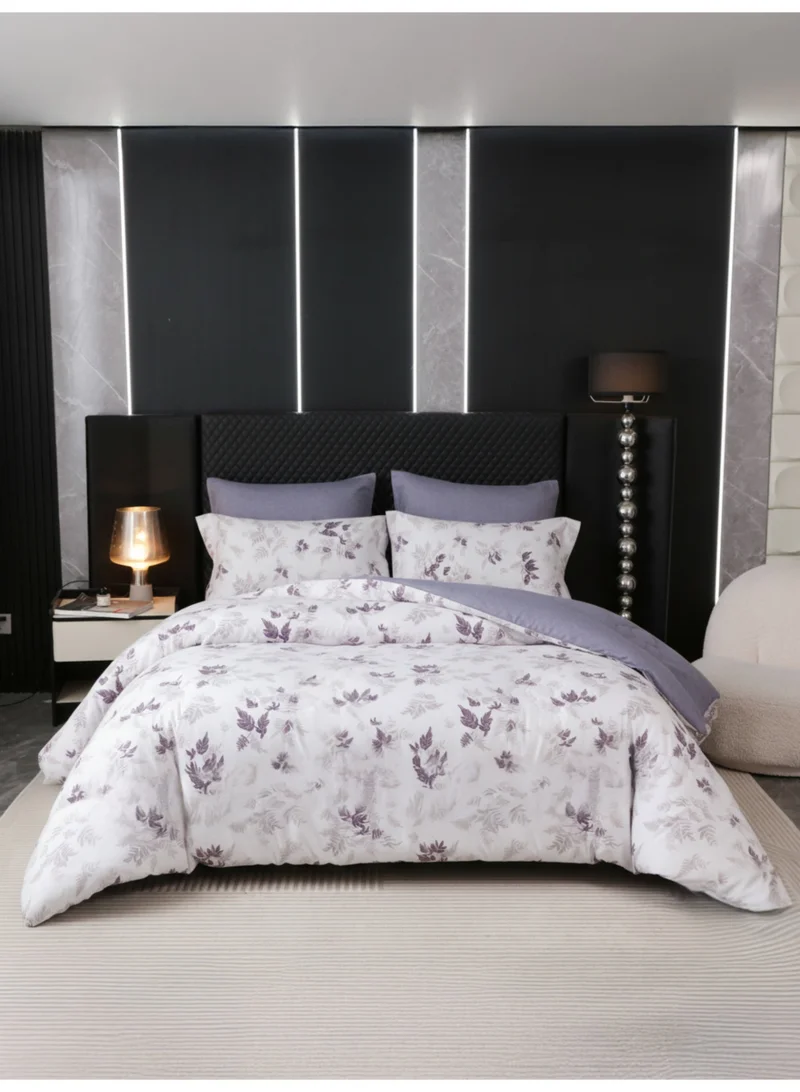 Donetella Printed Duvet Set, Queen Size Fits 180x200 cm - 4-Pcs Bed Set, Brushed Microfiber Fabric - 1 Duvet Cover, 1 Fitted Sheet, 1 Pillow Shams, 1 Pillowcases (Filler Not Included)
