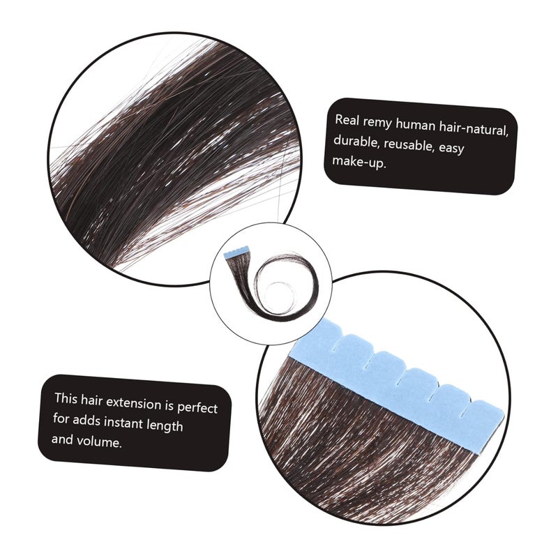 Beaupretty Black Tape in Virgin Human Hair Extensions for Women Durable and Reusable Easy to Style Adds and Volume for Daily Use and Parties - Image 4