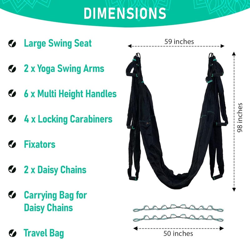 YOGA SWING PRO طقم أرجوحة اليوغا الهوائية المضادة للجاذبية - مجموعة حبال الطيران للأكروبات للعلاج بالعكس في الداخل والخارج - Image 4