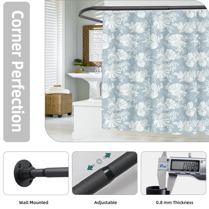 TwinkleTool L Shaped Shower Curtain Rod, (23.6"-33.5"x23.6"-33.5") Adjustable Curved Shower Rod, 90 Degree Corner Shower Rods for Bathroom Clothing Store Locker, locker rooms, fitting rooms,Black - Image 3