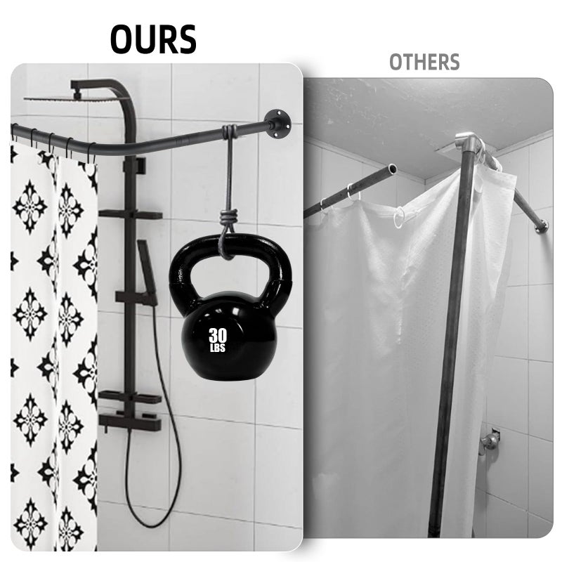 TwinkleTool L Shaped Shower Curtain Rod, (23.6"-33.5"x23.6"-33.5") Adjustable Curved Shower Rod, 90 Degree Corner Shower Rods for Bathroom Clothing Store Locker, locker rooms, fitting rooms,Black - Image 2