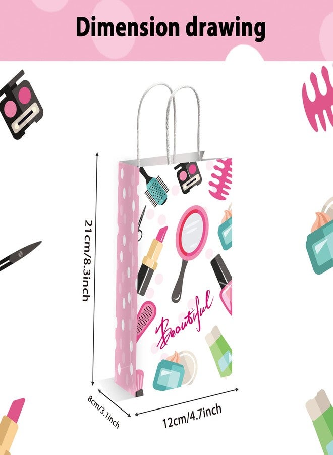 gisgfim 12 Pcs Spa Makeup Birthday Party Goody Treat Favor Bags Cosmetics Party Paper Gift Bags Spa Theme Party Decorations for Kids Girl Makeup Birthday Party Supplies - Image 3