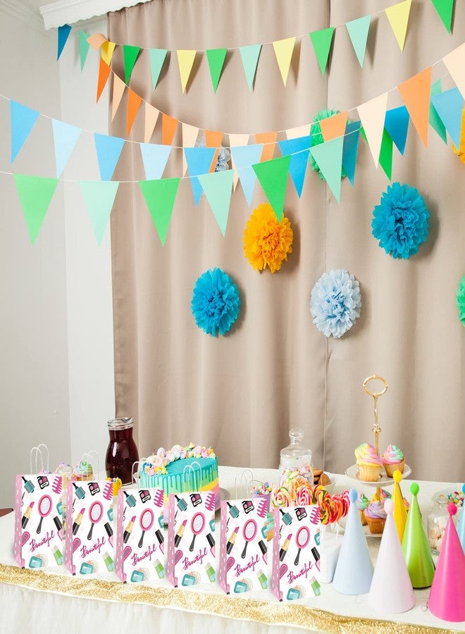 gisgfim 12 Pcs Spa Makeup Birthday Party Goody Treat Favor Bags Cosmetics Party Paper Gift Bags Spa Theme Party Decorations for Kids Girl Makeup Birthday Party Supplies - Image 4