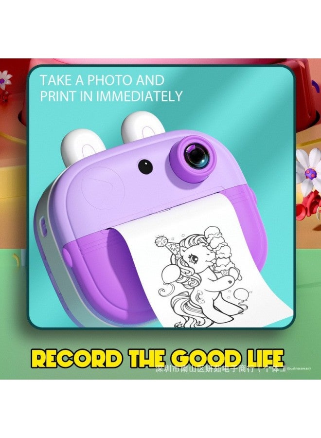Generic 2024 Private Model Polaroid Print Camera HD Children's Camera Camera Camera Mini Cartoon Camera-Color:Y61 (hd) (pink Bear)  - Image 2