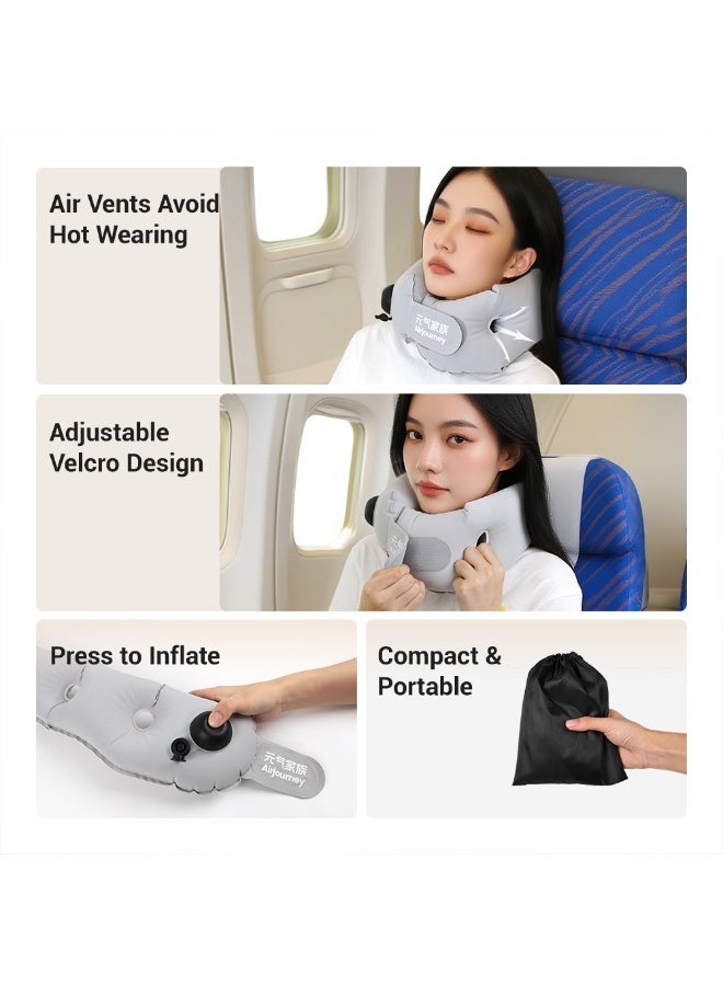 ；وسادة رقبة قابلة للنفخ من قطعة واحدة، مناسبة للسفر والمكتب واستراحة الغداء، محمولة ومفرغة من الهواء، مصممة خصيصًا للمسافرين لمسافات طويلة - Image 3