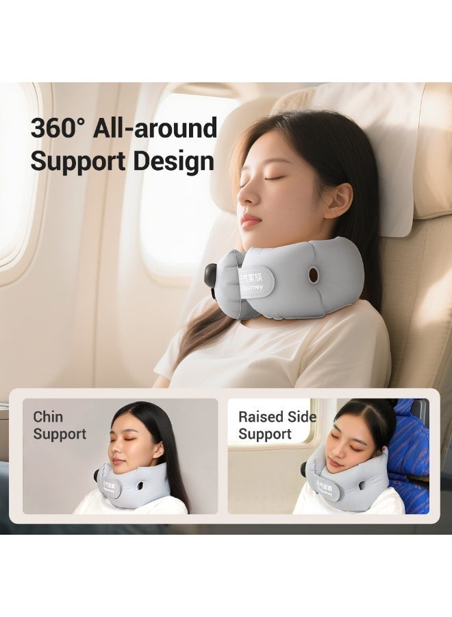 ；وسادة رقبة قابلة للنفخ من قطعة واحدة، مناسبة للسفر والمكتب واستراحة الغداء، محمولة ومفرغة من الهواء، مصممة خصيصًا للمسافرين لمسافات طويلة - Image 4