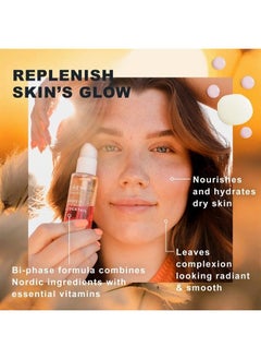 Lumene Nordic-C Arctic Berry Face Oil Cocktail - Antioxidant Serum made of Fatty Acids, Vitamin C, A, E + Vitamin B - Hydrating Serum for Glowing Skin + Even Skin Tone - Vegan Facial Oil (30ml)  - Image 4