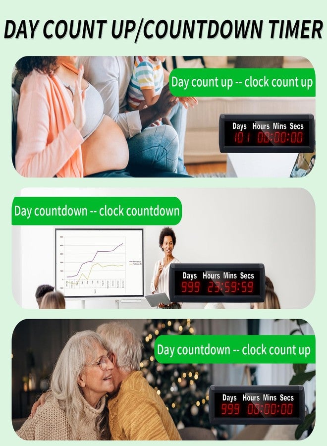 YZ Digital 999 Days Countdown Timer, Count Up/Count Down Clock with Remote, 12/24 Hour Real Time, Event Countdown Clock Large Display, Countdown Calendar for Retirement/Pregnancy/Birthday/Christmas - Image 4