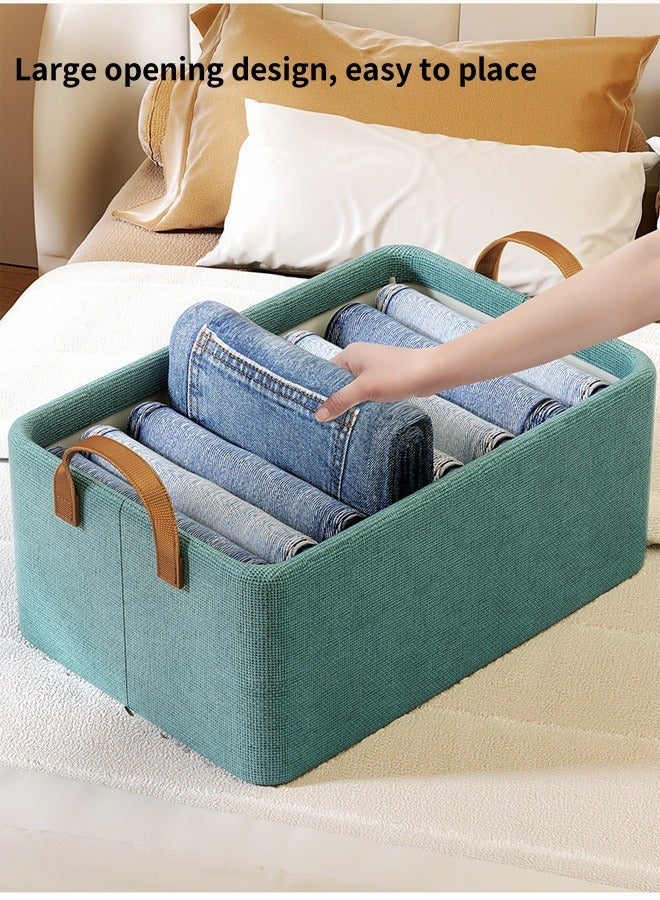 HQ-GAMING Foldable Closet Storage Organizer with Steel Frame Washable Closet Storage Box with Carrying Handles Toy Organizer Box Cube Storage Bin for Clothes Wardrobe Home Bedroom Office (Green) - Image 4