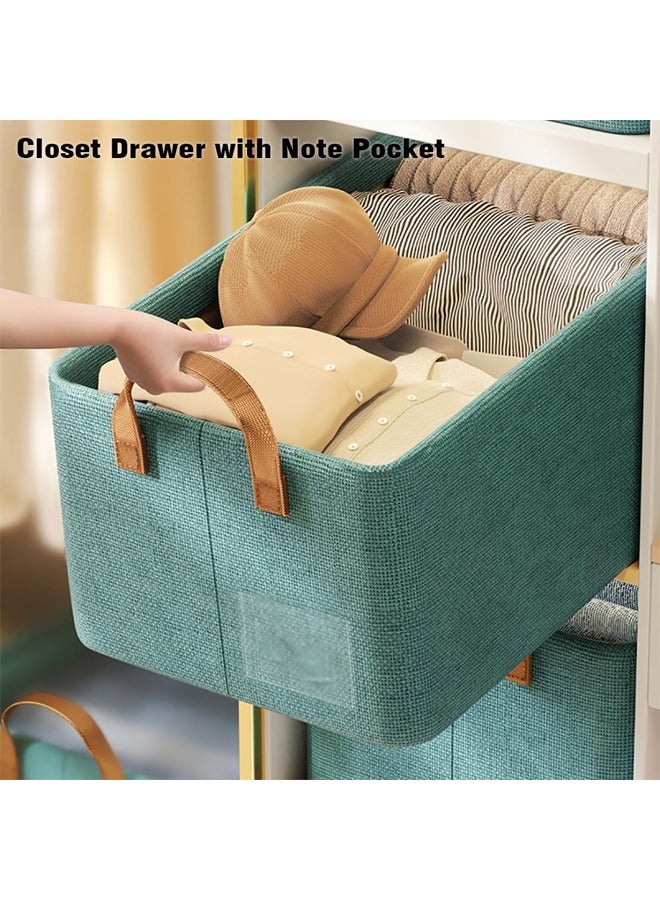 HQ-GAMING Foldable Closet Storage Organizer with Steel Frame Washable Closet Storage Box with Carrying Handles Toy Organizer Box Cube Storage Bin for Clothes Wardrobe Home Bedroom Office (Green) - Image 2