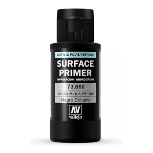 Vallejo - Surface Primer Color | Gloss Black Acrylic Primer 60 ml (2.02 fl.oz.) | Glossy Finish and Fast Drying | Perfect for Airbrushing and Great Adhesion to Figures and Scale Models - Image 2