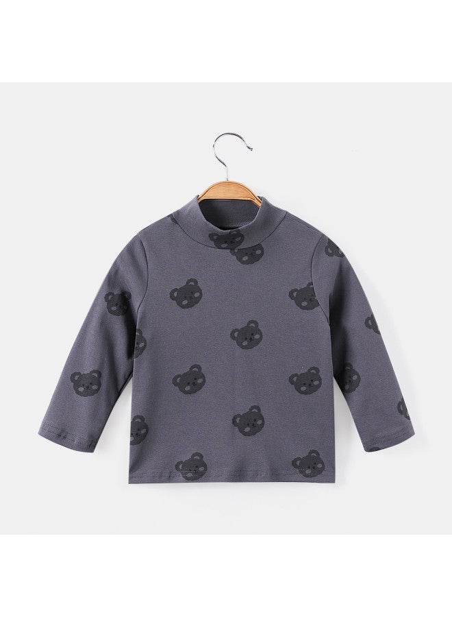 Children's Clothing Boys' Autumn And Winter Comfortable Versatile Stretchy Base Layer Shirt Kids' Mid-neck T-shirt Trendy - Image 3