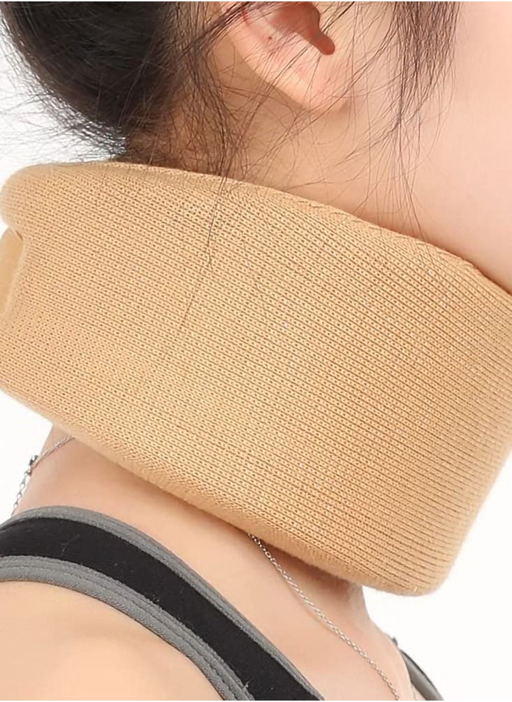 SYOSI - Neck Collar, Sponge Collar Adjustable Collar Soft Neck Support Relieves Spinal Pain and Pressure - Wraps Aligns Stabilizing Vertebrae for Use During Sleep (Khaki) - Image 1