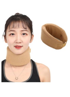 SYOSI Neck Collar, Sponge Collar Adjustable Collar Soft Neck Support Relieves Spinal Pain and Pressure - Wraps Aligns Stabilizing Vertebrae for Use During Sleep (Khaki)  - Image 1