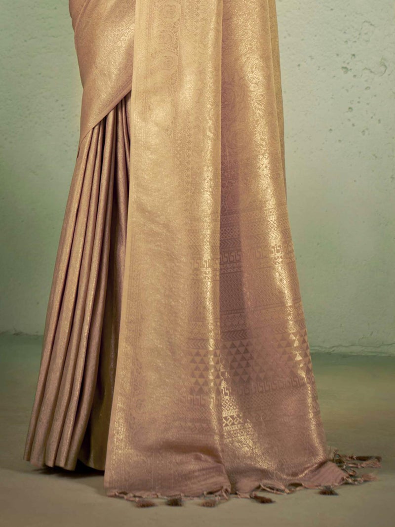 Vardha Women's Kanchipuram Art Silk Saree with Unstitched Blouse Piece - Gold Zari Woven Work Sarees for Wedding (Asya Vol.4_563) - Image 5