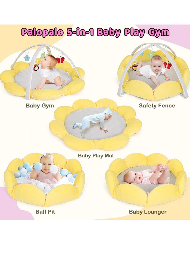 Gonice Convertible Baby Play Gym with 5 Toys, Tummy Time Mat for Sensory Development, Baby Activity Center from Newborn to Toddler, Ball Pit, Cat & Dog Bed, Soft Plush Pet Bed  - Image 2