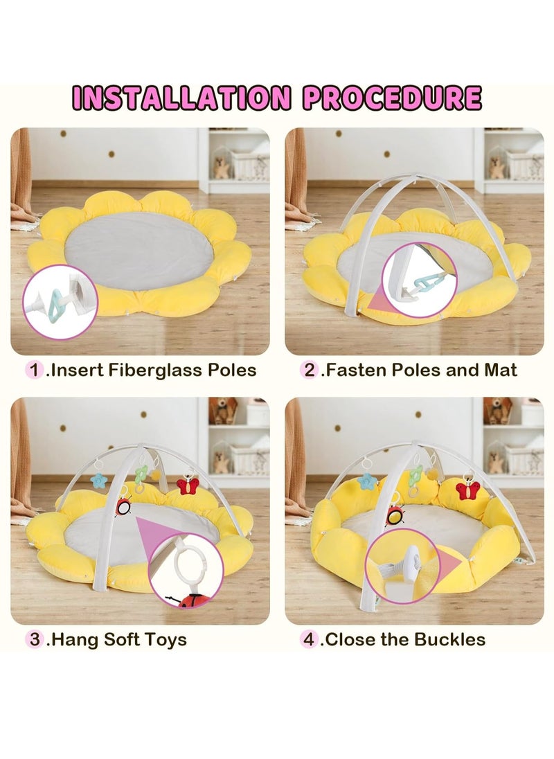 Gonice Convertible Baby Play Gym with 5 Toys, Tummy Time Mat for Sensory Development, Baby Activity Center from Newborn to Toddler, Ball Pit, Cat & Dog Bed, Soft Plush Pet Bed  - Image 4