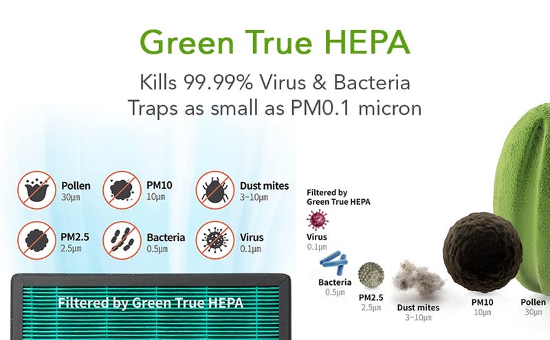 Coway Air Purifier Green True HEPA Filter - Longest Life 8500 Hrs, Traps 99.99% Virus & PM 0.1 Particles (Carbon Filter for AirMega Storm | AP-1220B) - Image 4